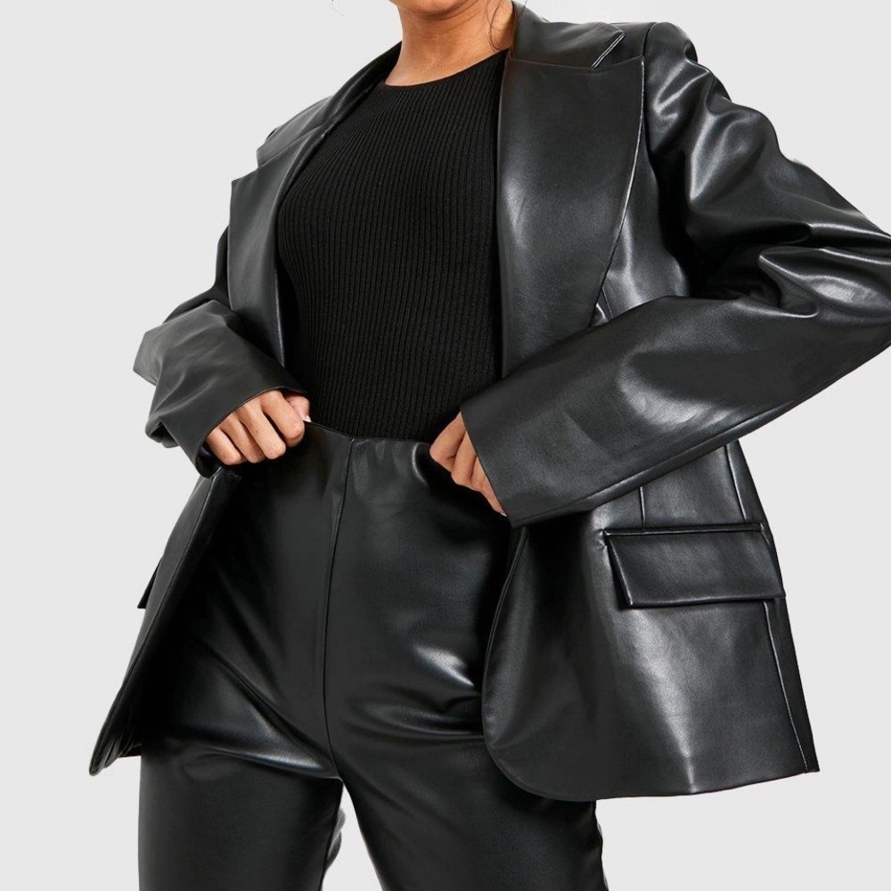 Boyfriend Look Black Like Leather Blazer NWT